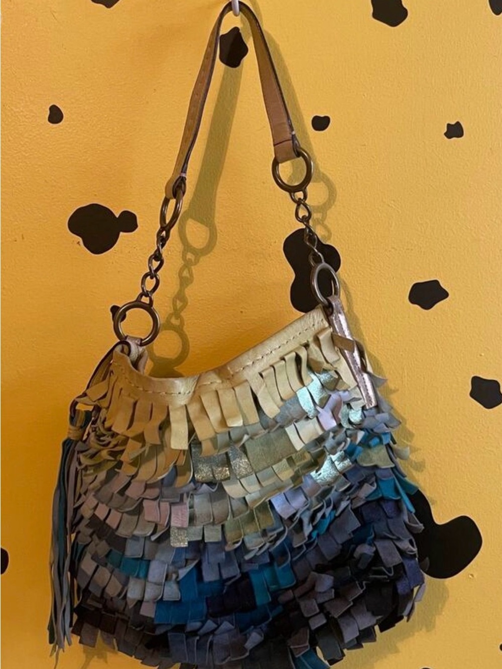 Coach Fringed Ombre Blue Multi-Color Shoulder Bag